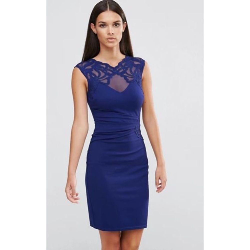 ASOS Lipsy Appliqué Side Ruched Bodycon Dress